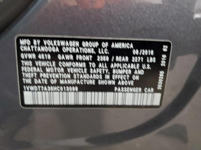 2017 VOLKSWAGEN PASSAT R-L 1VWDT7A35HC013098
