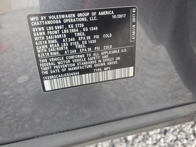 2018 VOLKSWAGEN ATLAS 1V2GR2CA0JC534344