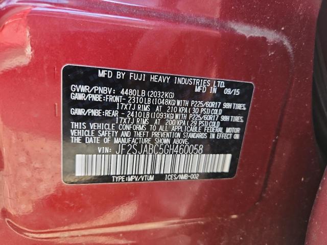 2016 SUBARU FORESTER 2 JF2SJABC5GH460058