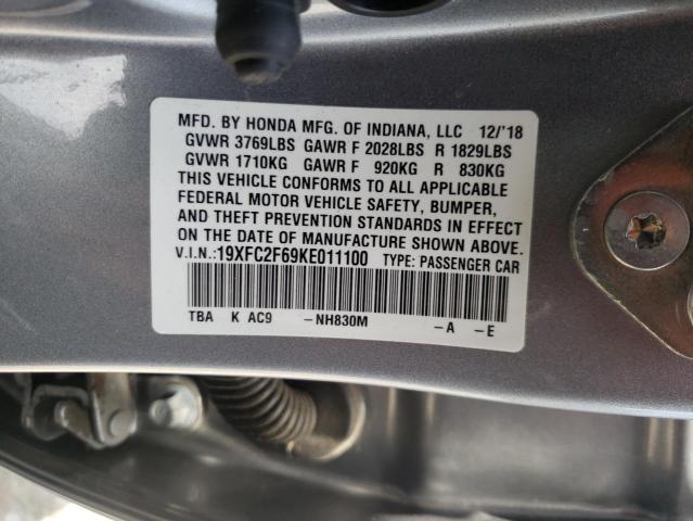 2019 HONDA CIVIC LX 19XFC2F69KE011100