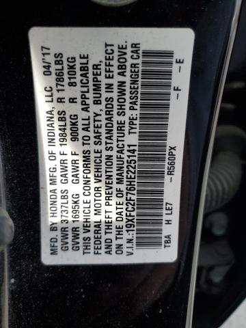 2017 HONDA CIVIC 19XFC2F76HE225141