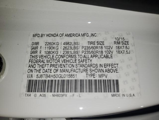 2016 ACURA RDX TECHNO 5J8TB4H50GL015851