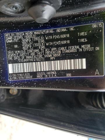 2015 TOYOTA HIGHLANDER XLE 5TDJKRFH4FS192772