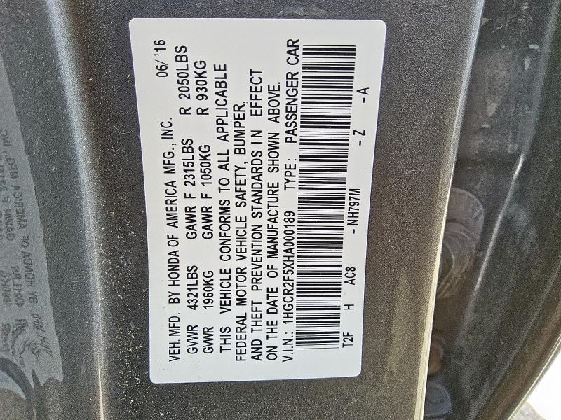 2017 HONDA ACCORD SPO - 1HGCR2F5XHA000189