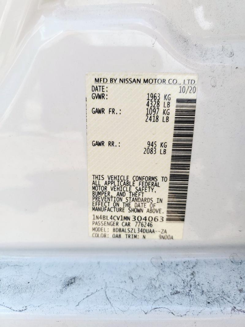 2021 NISSAN ALTIMA SR - 1N4BL4CV1MN304063