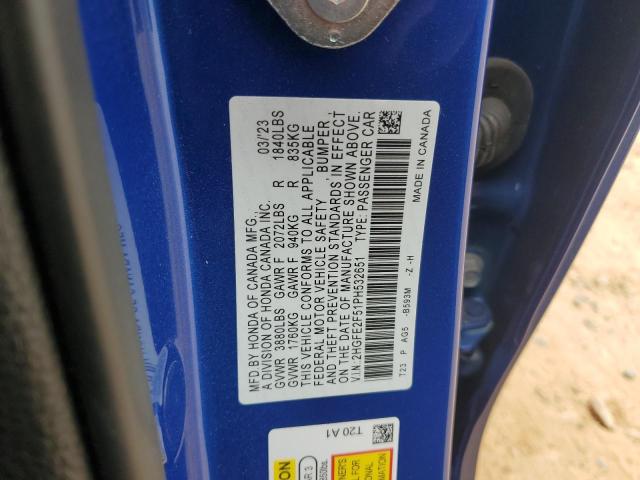 2023 HONDA CIVIC SPORT 2HGFE2F51PH532651
