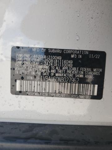 2022 SUBARU WRX GT JF1VBAU60N8027962