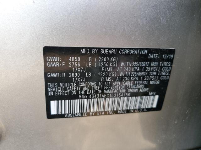 2020 SUBARU OUTBACK PR - 4S4BTAEC1L3154756