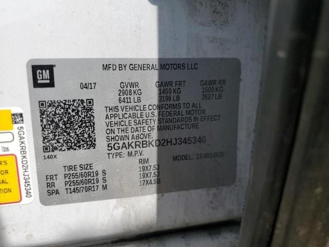 2017 BUICK ENCLAVE 5GAKRBKD2HJ345340