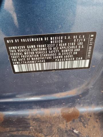 2017 VOLKSWAGEN JETTA SEL 3VWL17AJ6HM214345