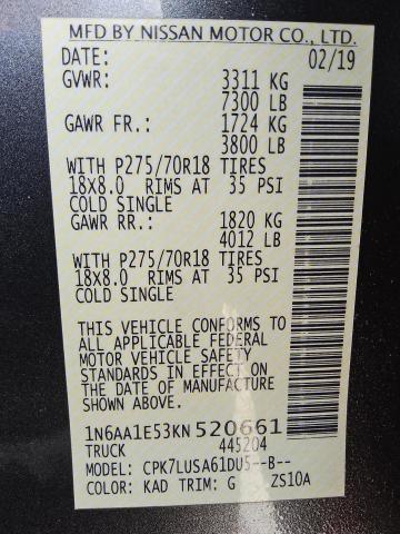 2019 NISSAN TITAN SV 1N6AA1E53KN520661