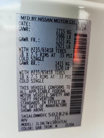 2015 INFINITI QX60 5N1AL0MM0FC502826