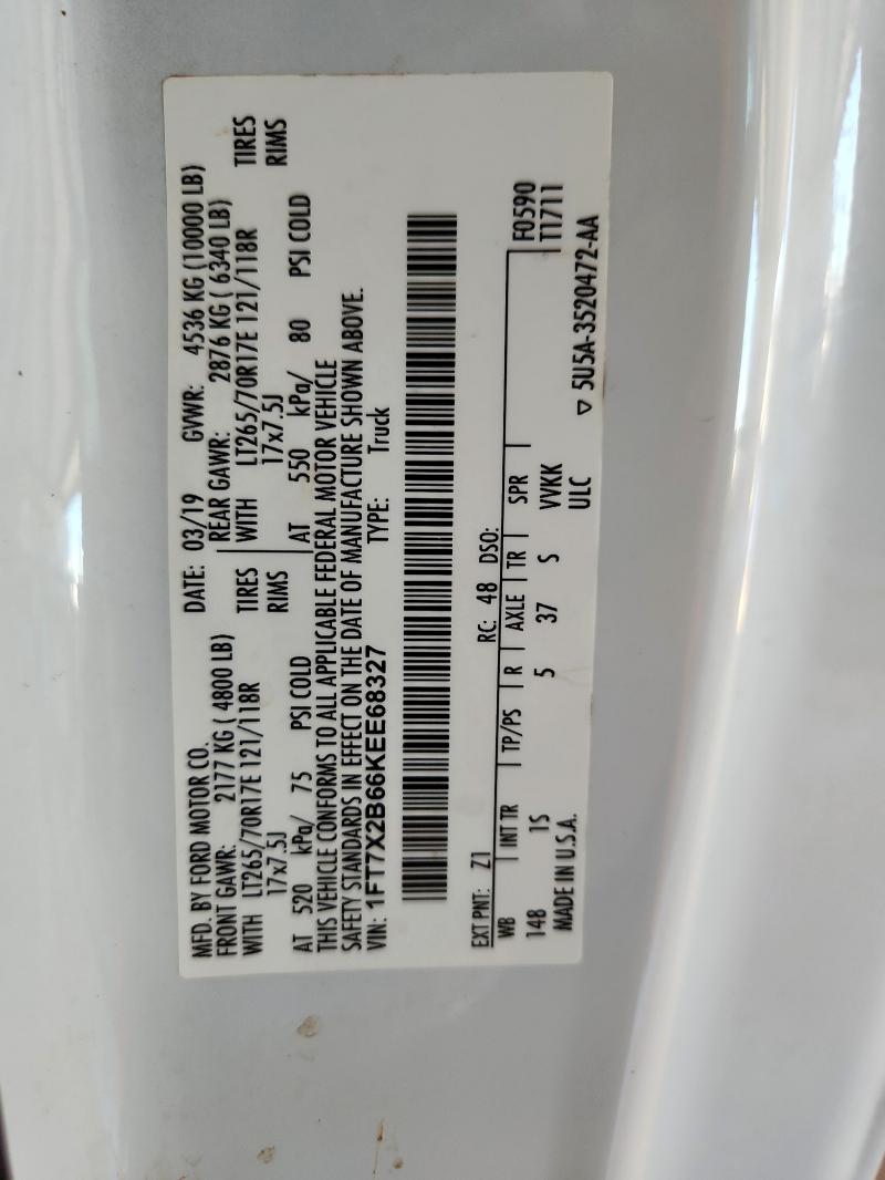 2019 FORD F250 SUPER DUTY 1FT7X2B66KEE68327