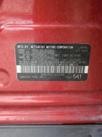 2019 MITSUBISHI OUTLANDER JA4AD2A3XKZ022996