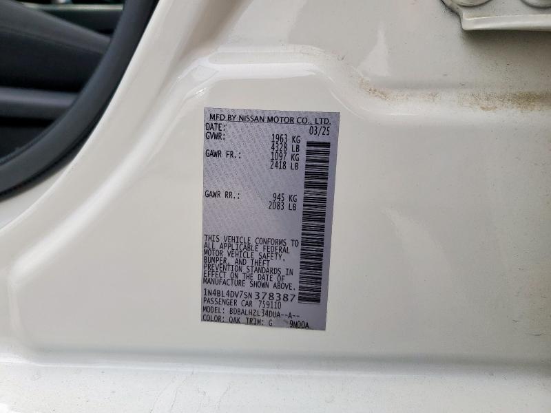 2025 NISSAN ALTIMA SV 1N4BL4DV7SN378387