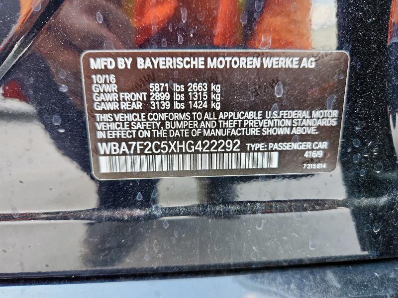 2017 BMW 750 XI WBA7F2C5XHG422292