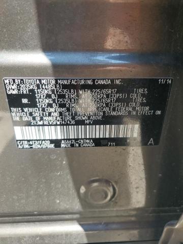 2015 TOYOTA RAV4 XLE 2T3WFREV5FW147436