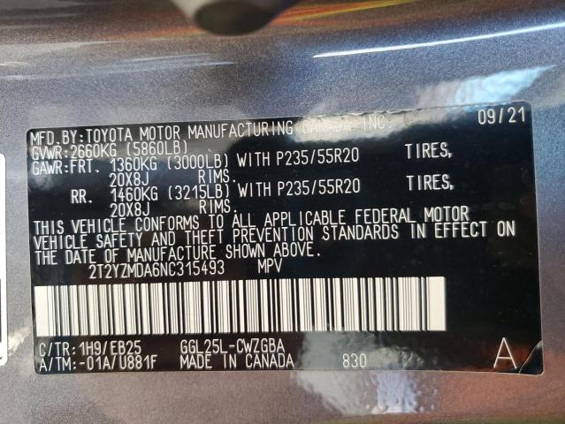 2022 LEXUS RX 350 F S 2T2YZMDA6NC315493