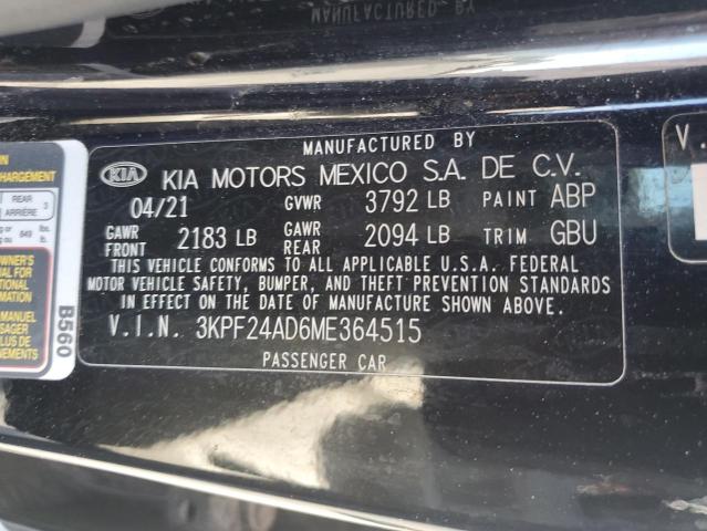 2021 KIA FORTE FE 3KPF24AD6ME364515