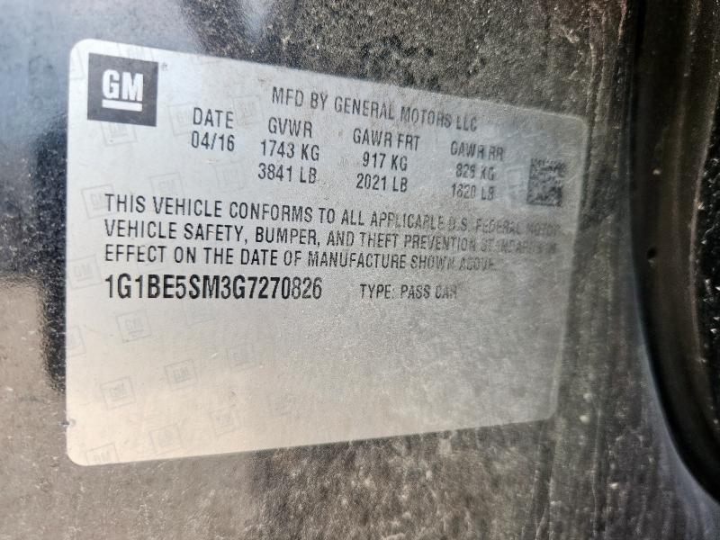 2016 CHEVROLET CRUZE LT 1G1BE5SM3G7270826