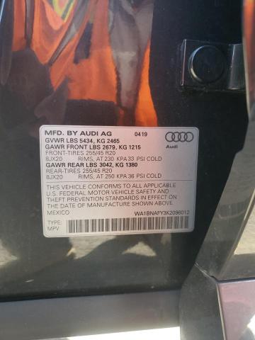2019 AUDI Q5 PREMIUM WA1BNAFY3K2096012