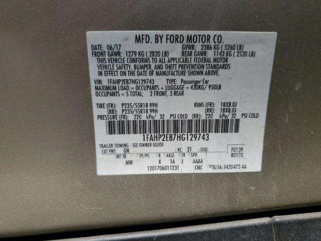2017 FORD TAURUS SEL 1FAHP2E87HG129743