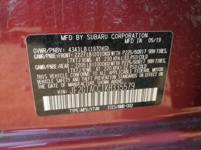 2019 SUBARU CROSSTREK JF2GTACC1KH335579