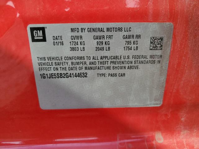 2016 CHEVROLET SONIC LTZ 1G1JE5SB2G4144632