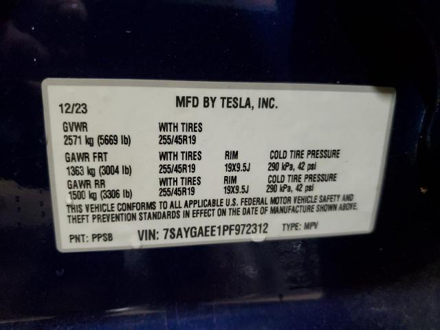 2023 TESLA MODEL Y 7SAYGAEE1PF972312