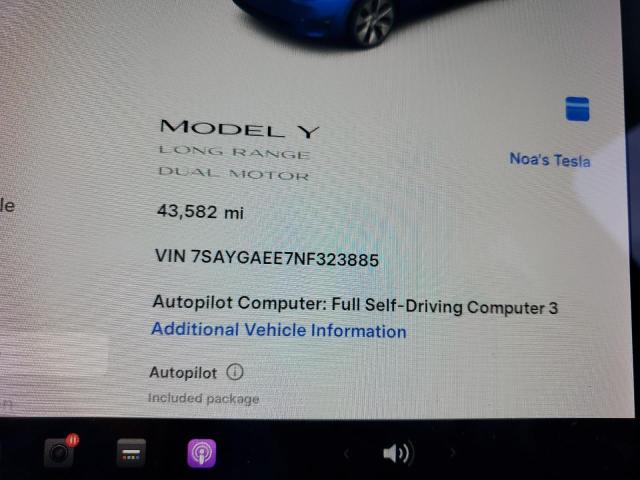2022 TESLA MODEL Y 7SAYGAEE7NF323885