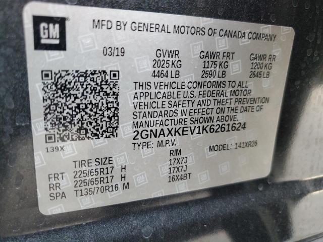 2019 CHEVROLET EQUINOX LT 2GNAXKEV1K6261624
