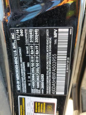 2015 MERCEDES-BENZ ML 350 4MA 4JGDA5HBXFA503955