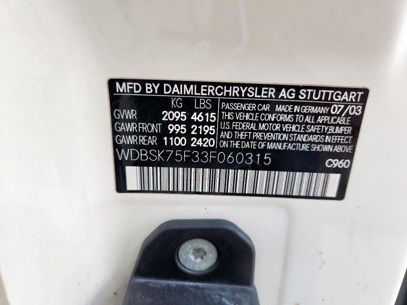 2003 MERCEDES-BENZ SL 500R #3226754248