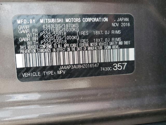 2017 MITSUBISHI OUTLANDER JA4AP3AU8HZ016547