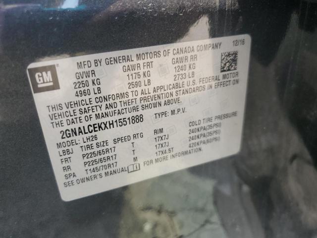 2017 CHEVROLET EQUINOX LT 2GNALCEKXH1551888
