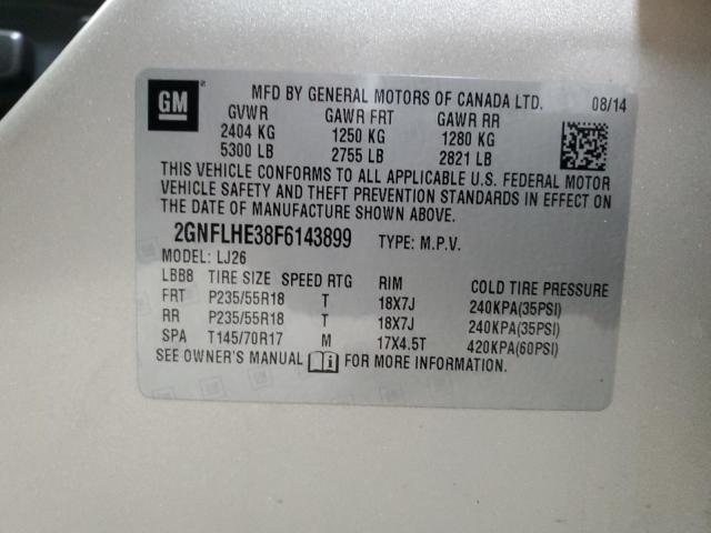 2015 CHEVROLET EQUINOX LTZ 2GNFLHE38F6143899
