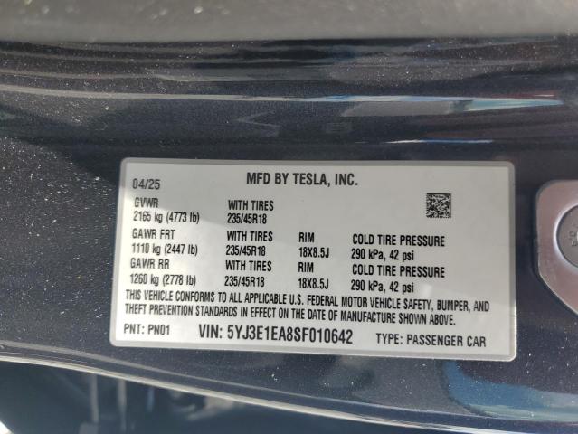 2025 TESLA MODEL 3 5YJ3E1EA8SF010642