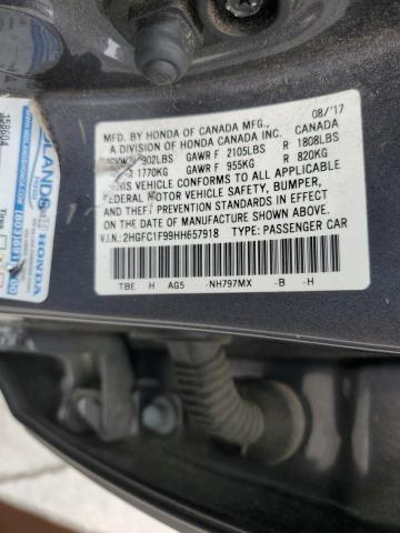 2017 HONDA CIVIC TOURING 2HGFC1F99HH657918
