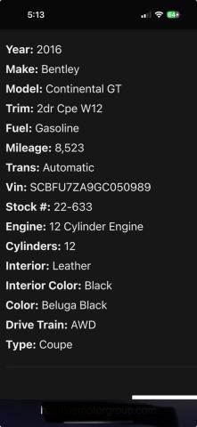 2016 BENTLEY CONTINENTA SCBFU7ZA9GC050XXX