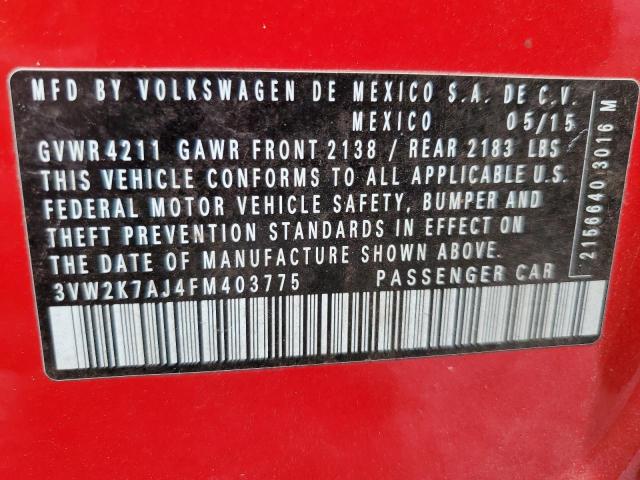 2015 VOLKSWAGEN JETTA BASE 3VW2K7AJ4FM403775