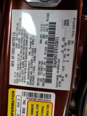 2015 FORD FUSION SE - 3FA6P0H73FR103015