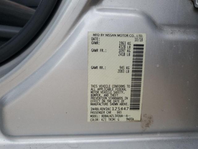 2019 NISSAN ALTIMA SV 1N4BL4DV1KC125447