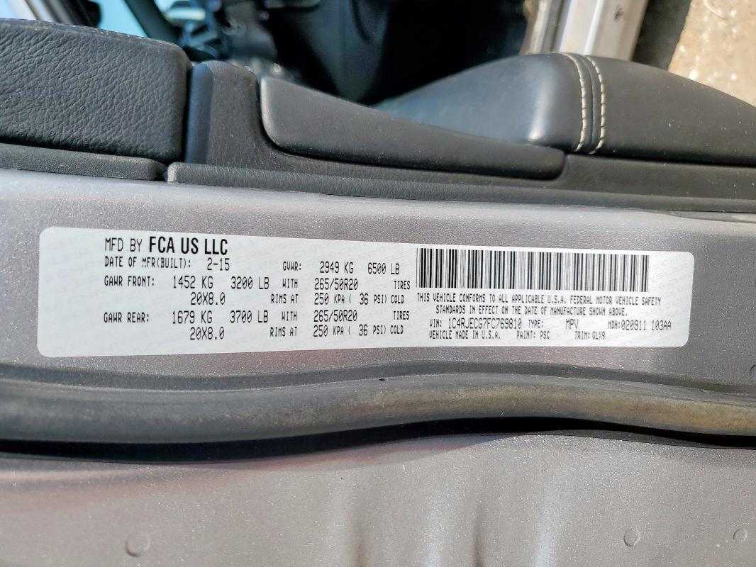 2015 JEEP GRAND CHER 1C4RJECG7FC769810