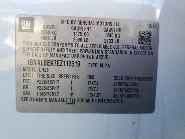2014 CHEVROLET EQUINOX LT - 1GNALBEK7EZ113519