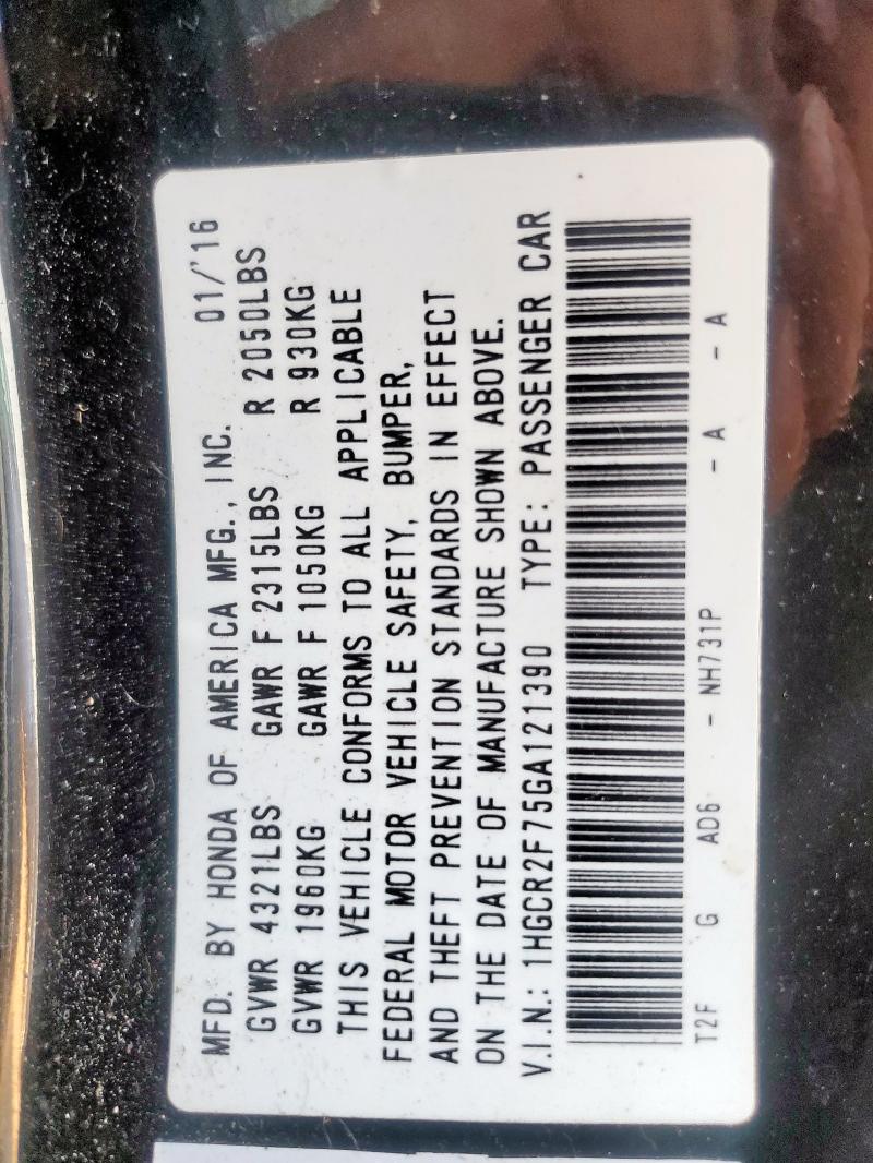 2016 HONDA ACCORD EX 1HGCR2F75GA121390