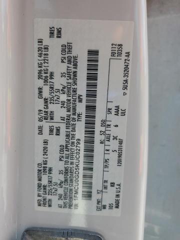 2019 FORD ESCAPE SE 1FMCU0GD5KUC02799