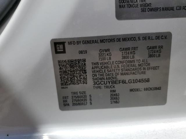 2020 CHEVROLET SILVERADO K1500 CUSTOM 3GCUYBEF6LG104558