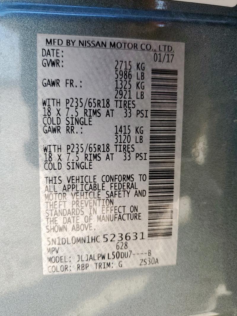 2017 INFINITI QX60 - 5N1DL0MN1HC523631