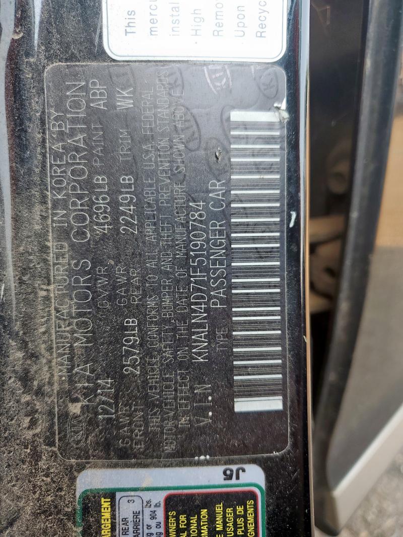 2015 KIA CADENZA PR KNALN4D71F5190784