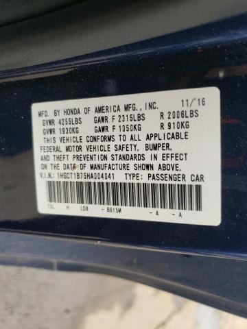 2017 HONDA ACCORD EX 1HGCT1B75HA004041